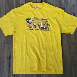 Vintage Intex Activewear Los Angeles Graphic T-Shirt Men's Size XL USA Yellow